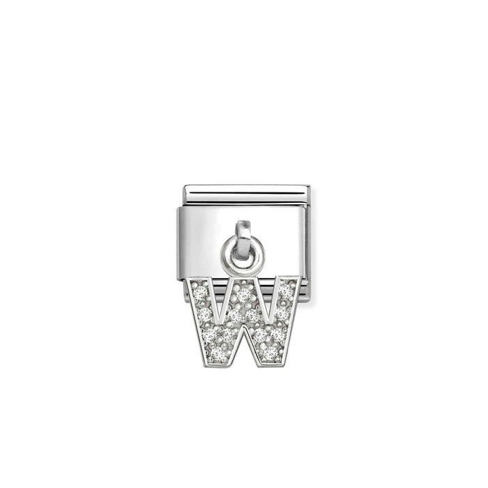 Nomination Classic Silver Letter W With White Crystal Charm