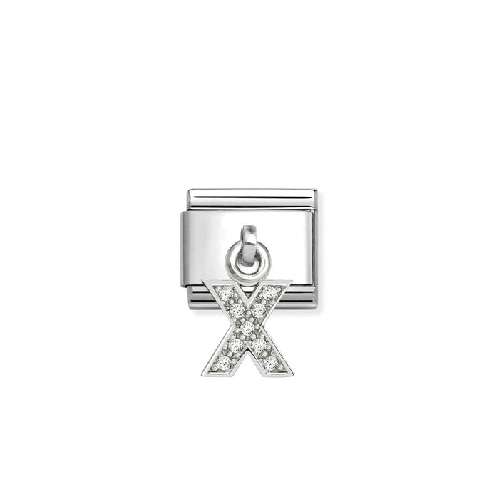 Nomination Classic Silver Letter X With White Crystal Charm
