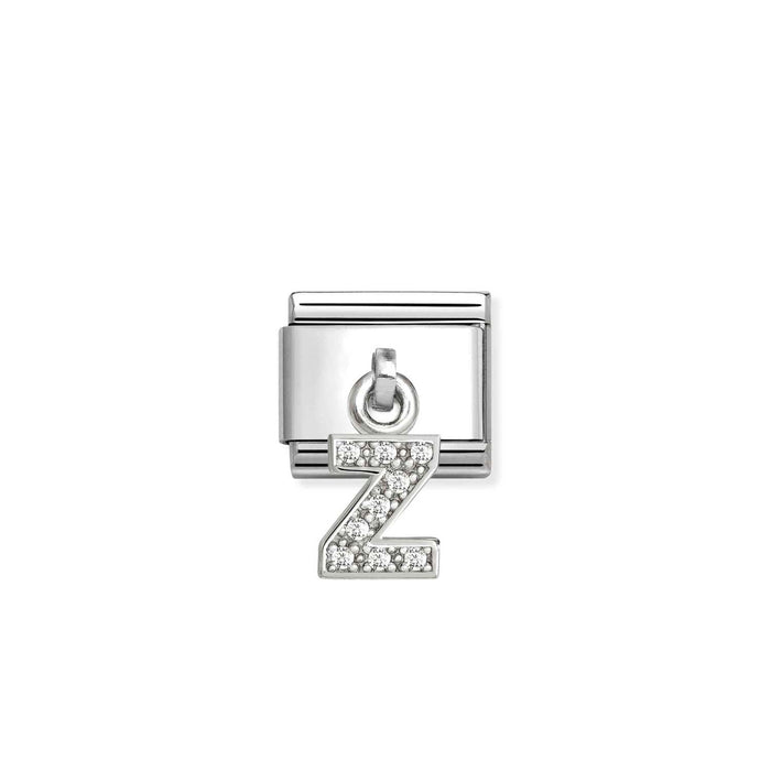 Nomination Classic Silver Letter Z With White Crystal Charm