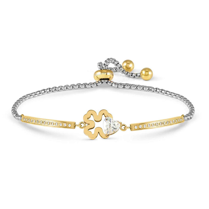 Nomination Milleluci Four Leaf Clover With White Crystal Gold Refined Bracelet