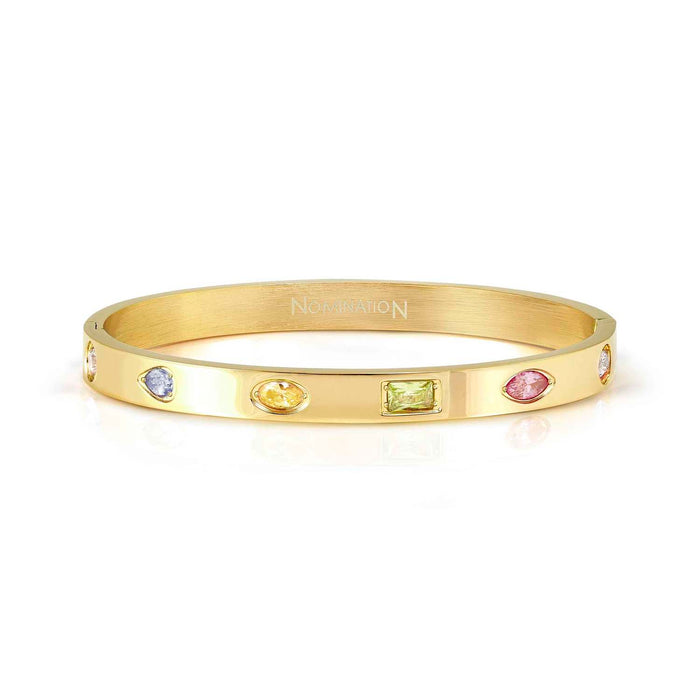 Nomination Pretty Bangles Gold Multicoloured Stones Rigid Bracelet