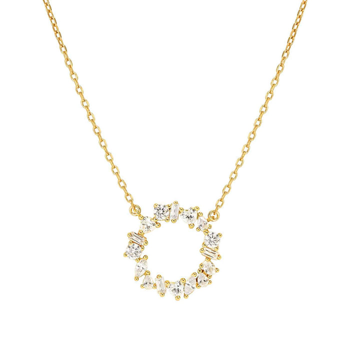 Nomination Colour Wave Circle With White Crystal Gold Necklace