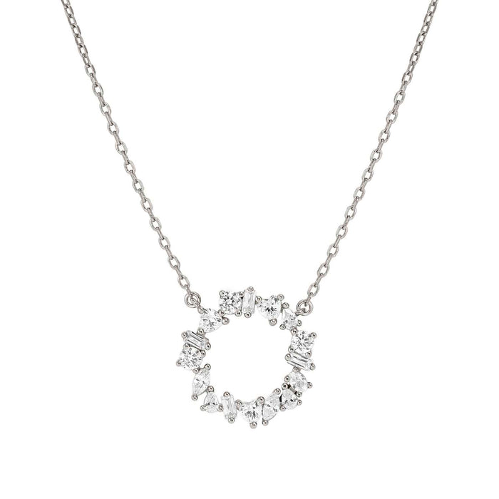 Nomination Colour Wave Circle With White Crystal Silver Necklace