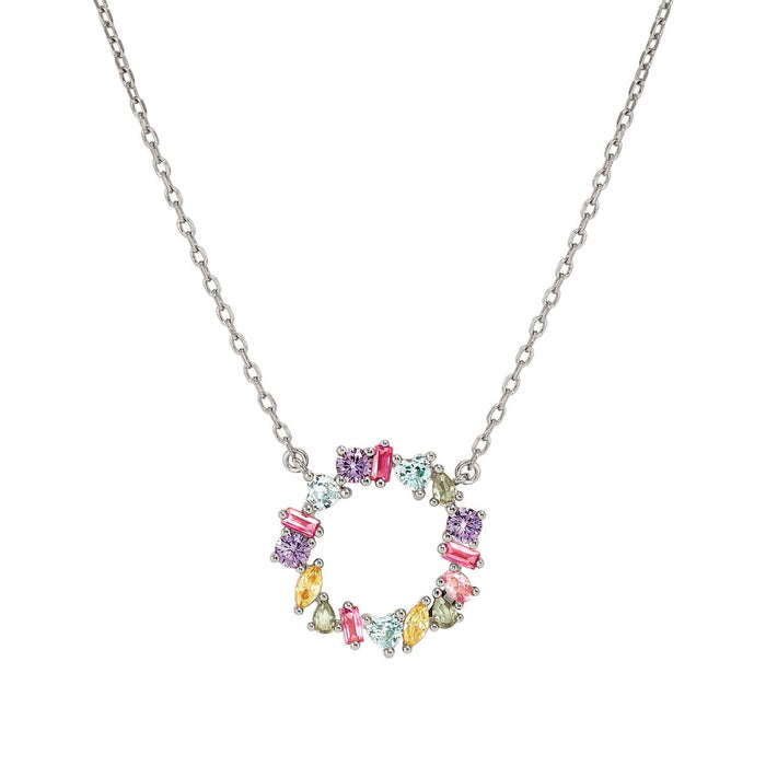 Nomination Colour Wave Circle With Multicoloured Crystal Silver Necklace