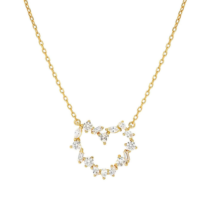 Nomination Colour Wave Heart With White Crystal Gold Necklace