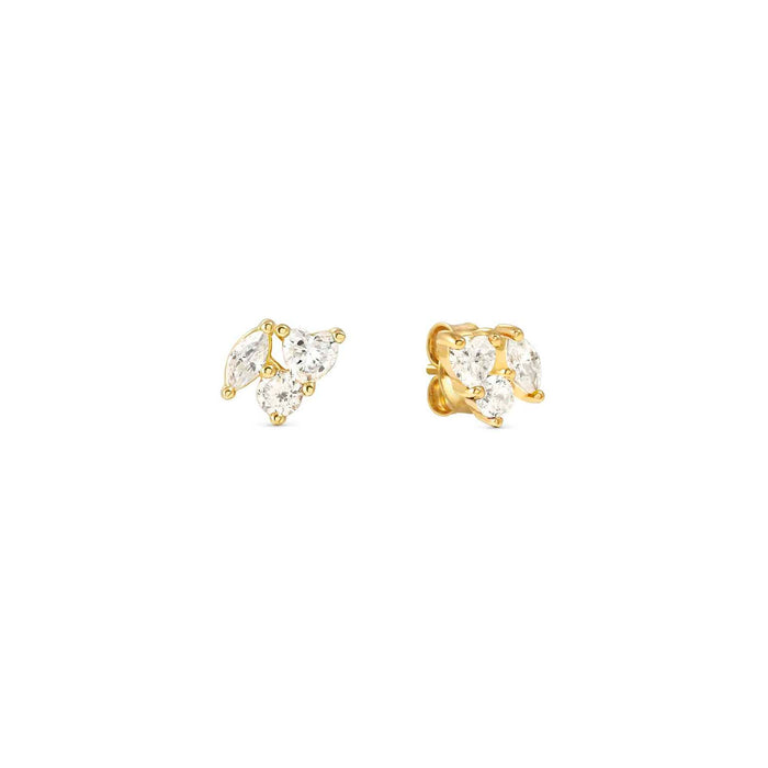 Nomination Colour Wave White Stone Gold Earrings