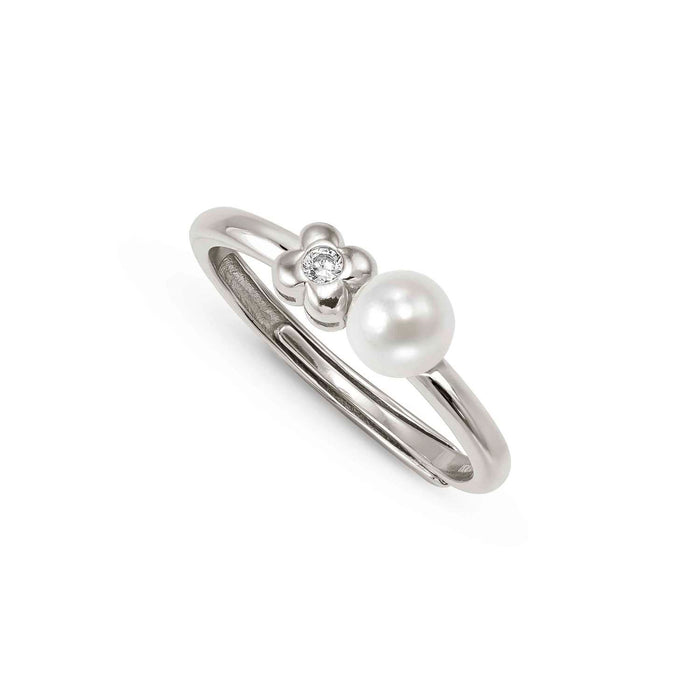 Nomination Pearls Loop Cubic Zirconia Four Leaf Clover Silver Ring