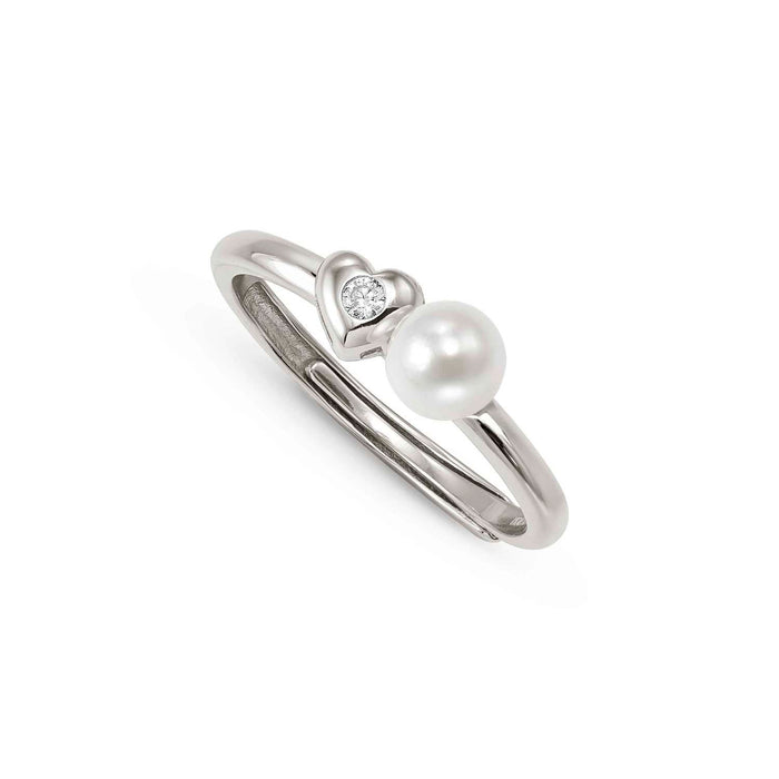 Nomination Pearls Loop Cubic Zirconia Heart Silver Ring