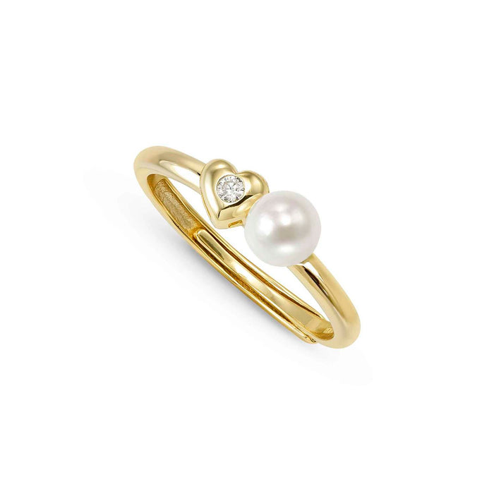 Nomination Pearls Loop Cubic Zirconia Heart Gold Ring