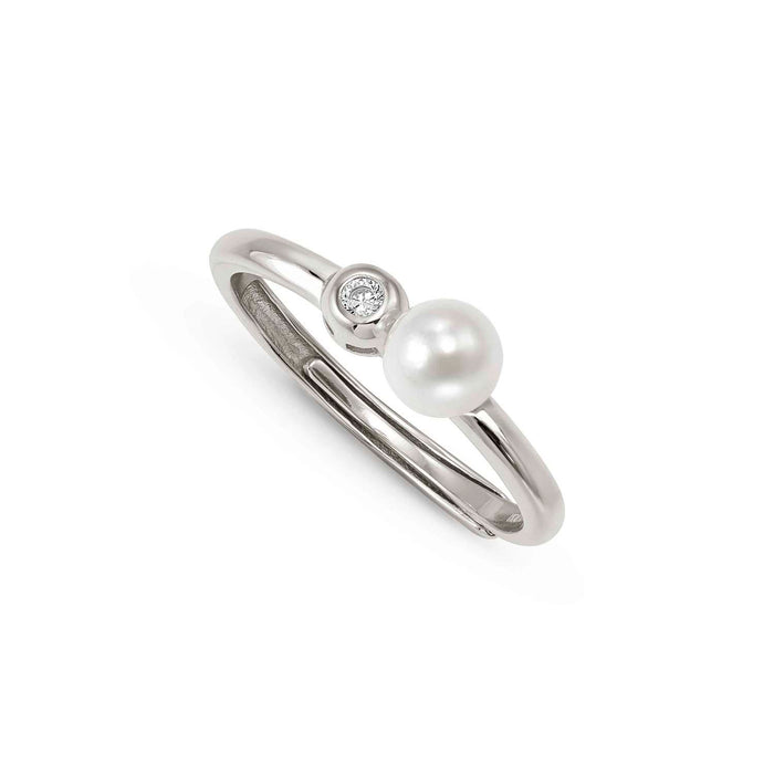 Nomination Pearls Loop Cubic Zirconia Round Silver Ring