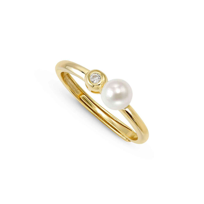 Nomination Pearls Loop Cubic Zirconia Round Gold Ring