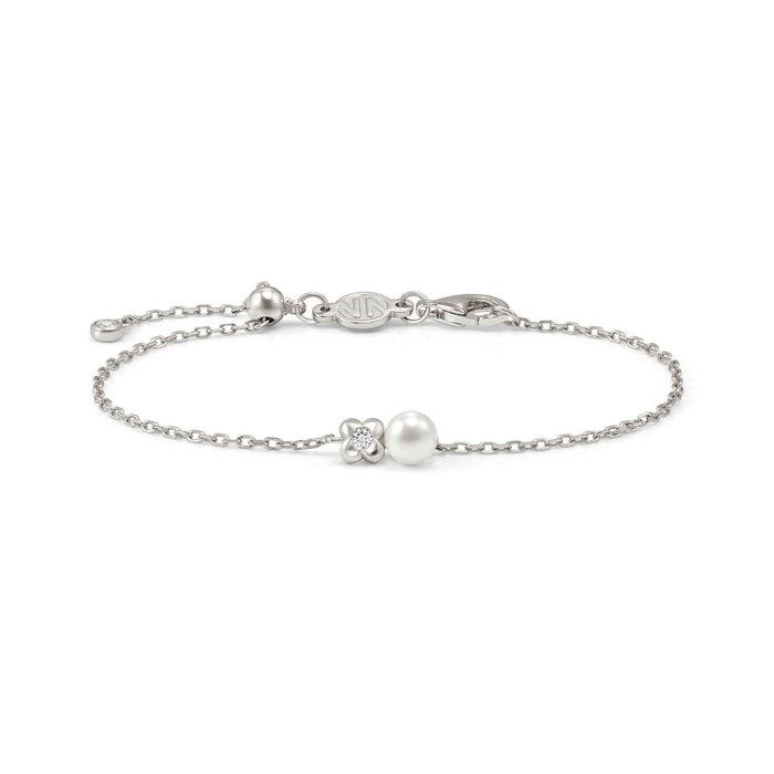 Nomination Pearls Loop Cubic Zirconia Four Leaf Clover Silver Bracelet