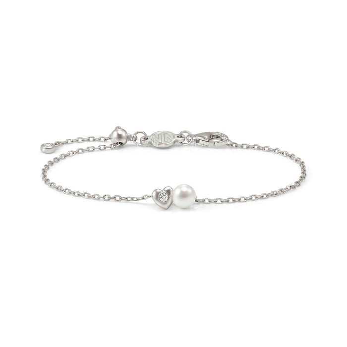 Nomination Pearls Loop Cubic Zirconia Heart Silver Bracelet