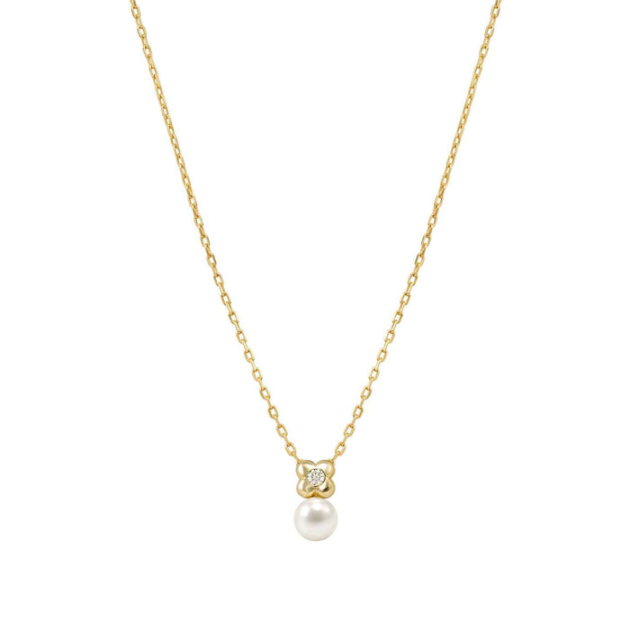 Nomination Pearls Loop Cubic Zirconia Four Leaf Clover Gold Necklace