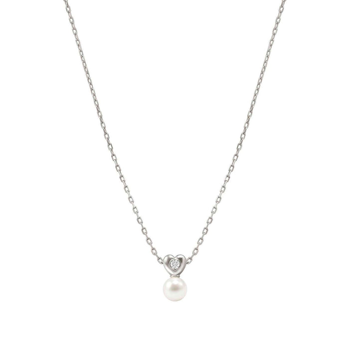 Nomination Pearls Loop Cubic Zirconia Heart Silver Necklace