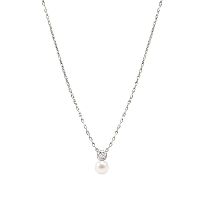 Nomination Pearls Loop Cubic Zirconia Round Silver Necklace
