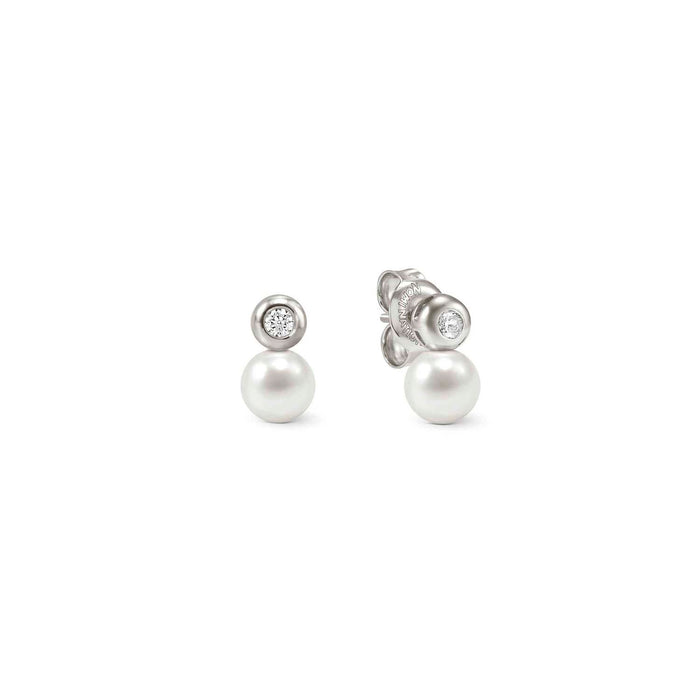 Nomination Pearls Loop Cubic Zirconia Round Silver Earrings