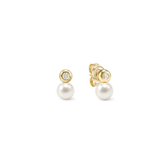 Nomination Pearls Loop Cubic Zirconia Round Gold Earrings