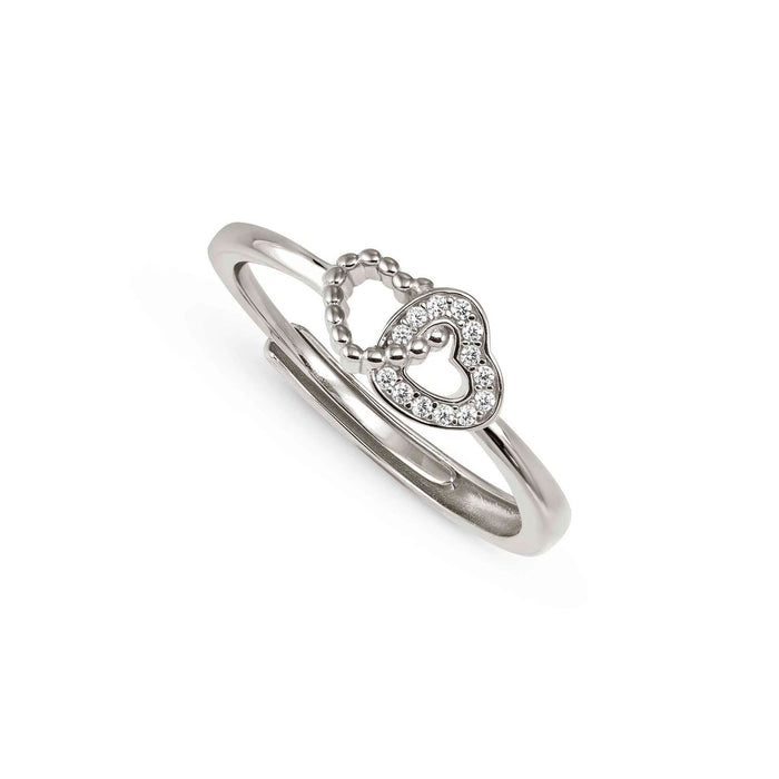 Nomination Du Battiti Double Heart Silver Ring