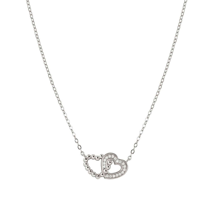 Nomination Du Battiti Double Heart Silver Necklace