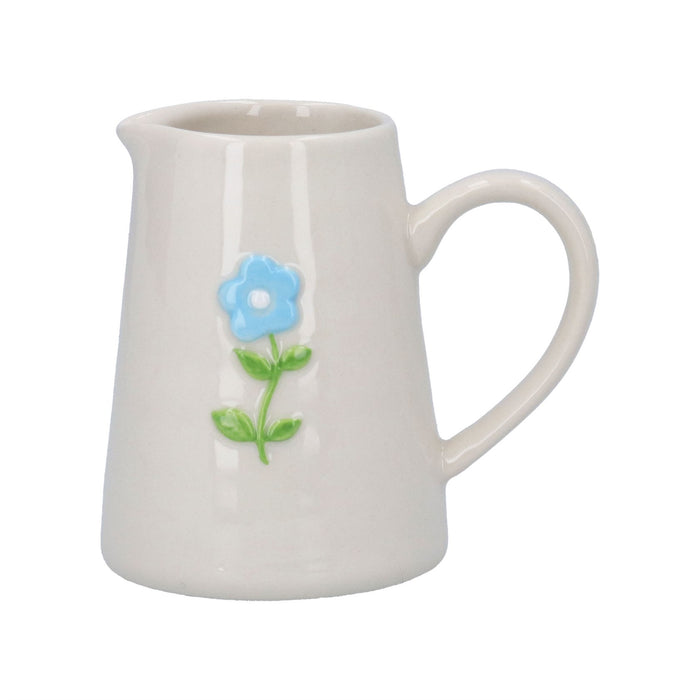 Gisela Graham Blue Flower Stoneware Mini Jug