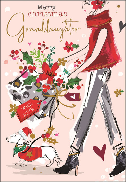 Jonny Javelin 'Merry Christmas Granddaughter Dachshund' Christmas Card