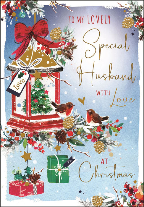 Jonny Javelin 'To My Lovely Husband Lantern' Christmas Card
