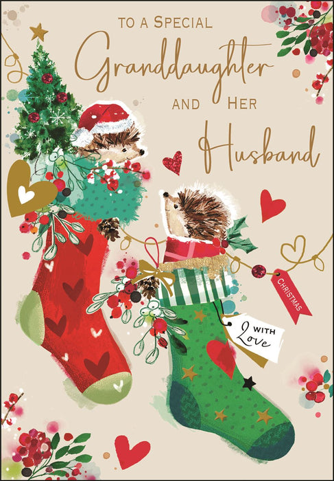 Jonny Javelin 'To A Special Granddaughter And Husband Stocking' Christmas Card