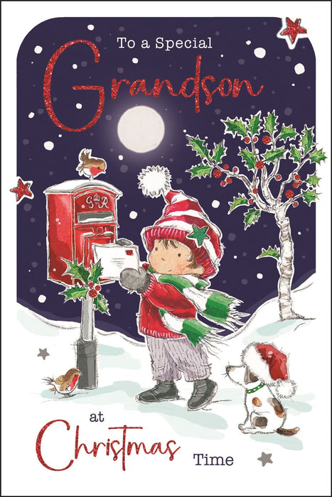 Jonny Javelin 'To A Special Grandson Postbox' Christmas Card