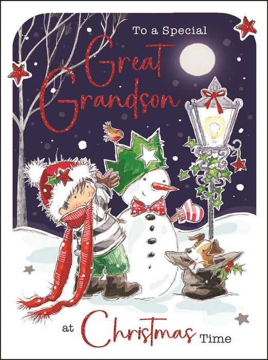 Jonny Javelin 'To A Special Great Grandson Snowman' Christmas Card