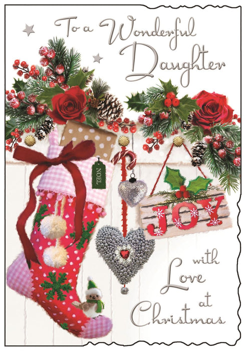 Jonny Javelin 'To A Wonderful Daughter Stocking' Christmas Card