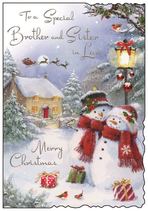 Jonny Javelin 'To A Special Brother & Sister In Law Snowmen' Christmas Card