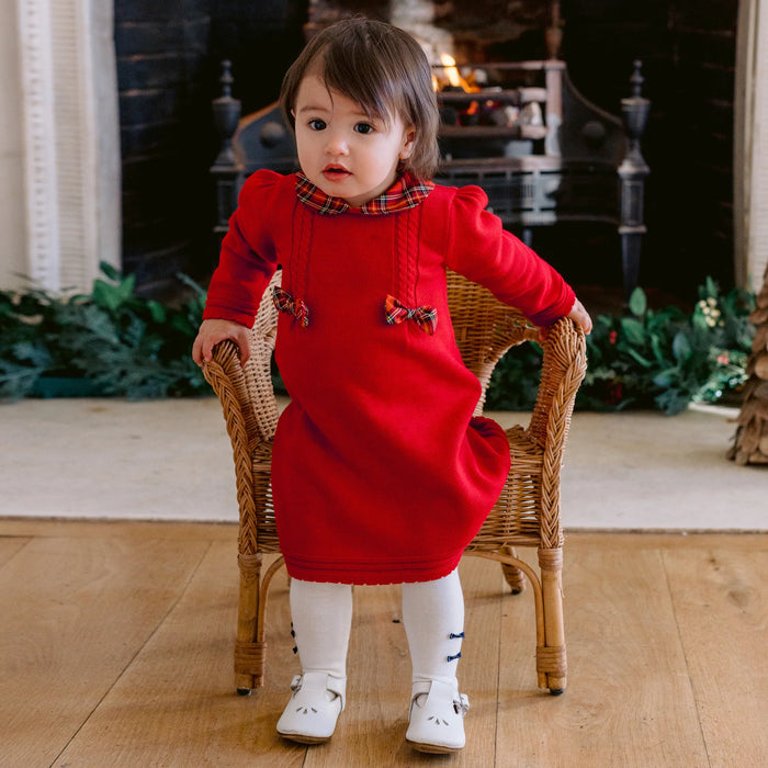 Emile et Rose Elizabeth Red Knit Baby Girl Party Dress