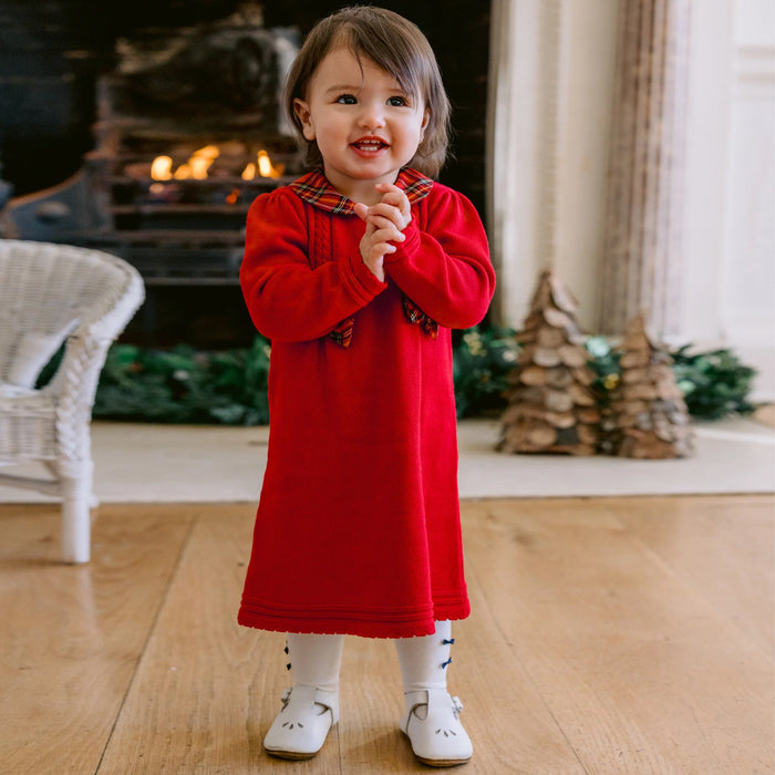 Emile et Rose Elizabeth Red Knit Baby Girl Party Dress