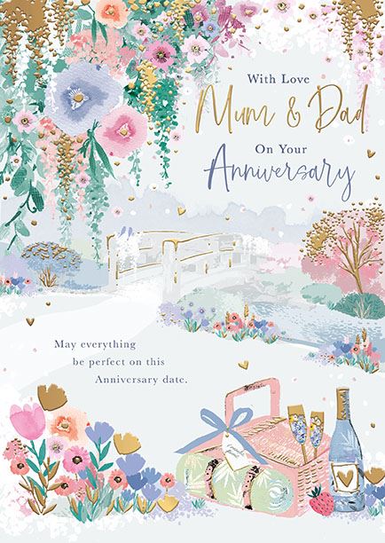 Words N Wishes 'With Love Mum & Dad' Anniversary Card