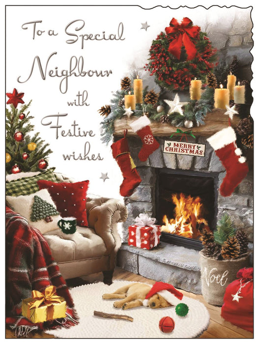 Jonny Javelin 'To A Special Neighbour With Festive Wishes' Christmas Card