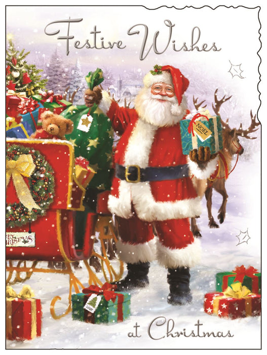 Jonny Javelin 'Festive Wishes At Christmas Time Santa Sleigh' Christmas Card