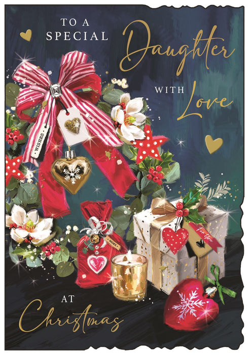 Jonny Javelin 'To A Special Daughter Wreath' Christmas Card