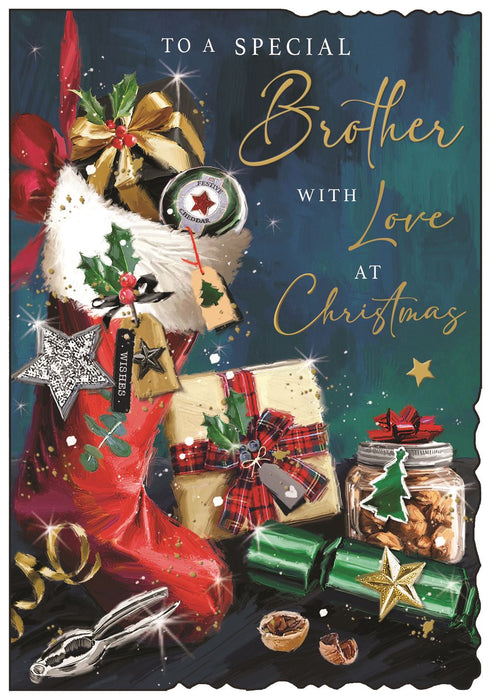 Jonny Javelin 'To A Special Brother Stocking' Christmas Card