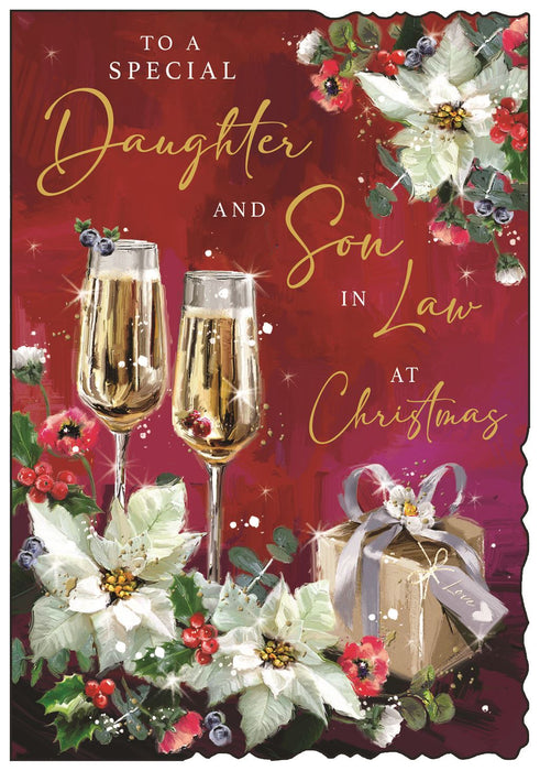 Jonny Javelin 'To A Special Daughter & Son In Law Champagne' Christmas Card