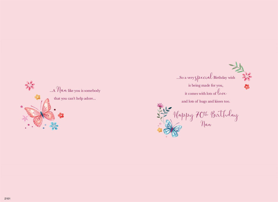 ICG 'For A Special Nan 70th Birthday'  Birthday Card