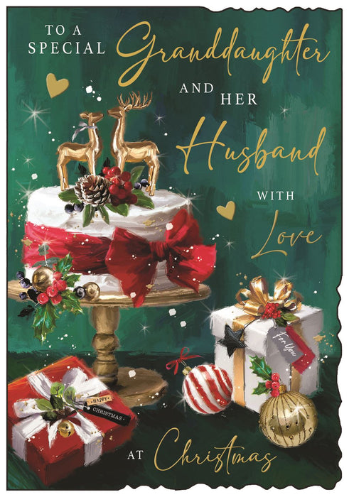 Jonny Javelin 'To A Special Granddaughter And Husband Cake' Christmas Card