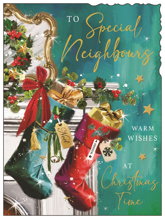 Jonny Javelin 'To Special Neighbours Stockings' Christmas Card