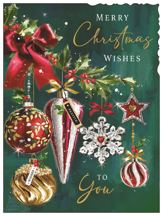 Jonny Javelin 'Merry Christmas Wishes Baubles' Christmas Card