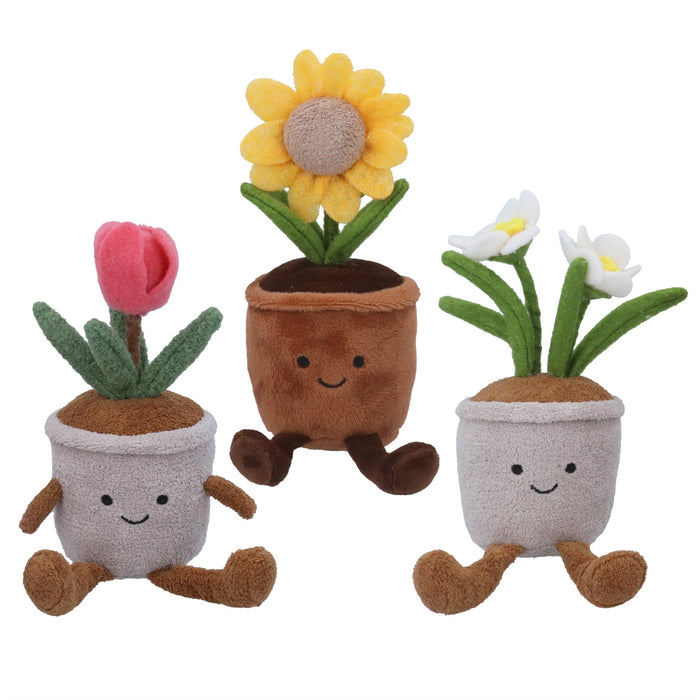 Gisela Graham Plush Potted Flowers Shelf Sitter