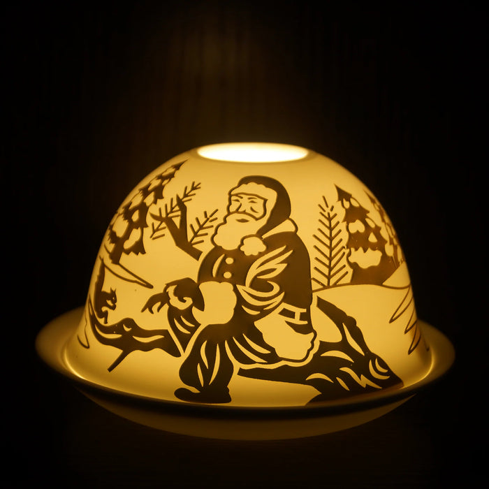 Cello Father Christmas Gold Tealight Dome