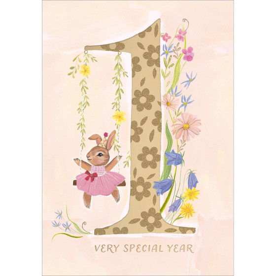 Woodmansterne '1st Birthday Bunny' Birthday Card