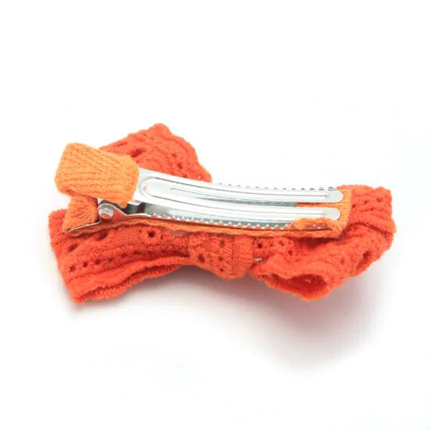 Molly & Rose Pair 100% Cotton Broderie Anglaise Bow Clips