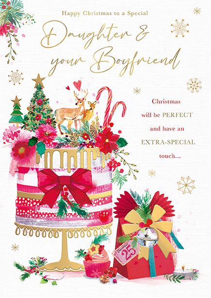 Words N Wishes 'To A Special Daughter & Your Boyfriend' Christmas Card