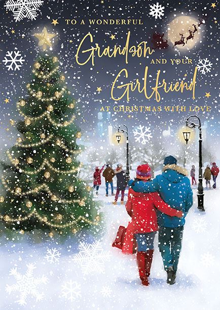 Words N Wishes 'To A Wonderful Grandson And Your Girlfriend' Christmas Card